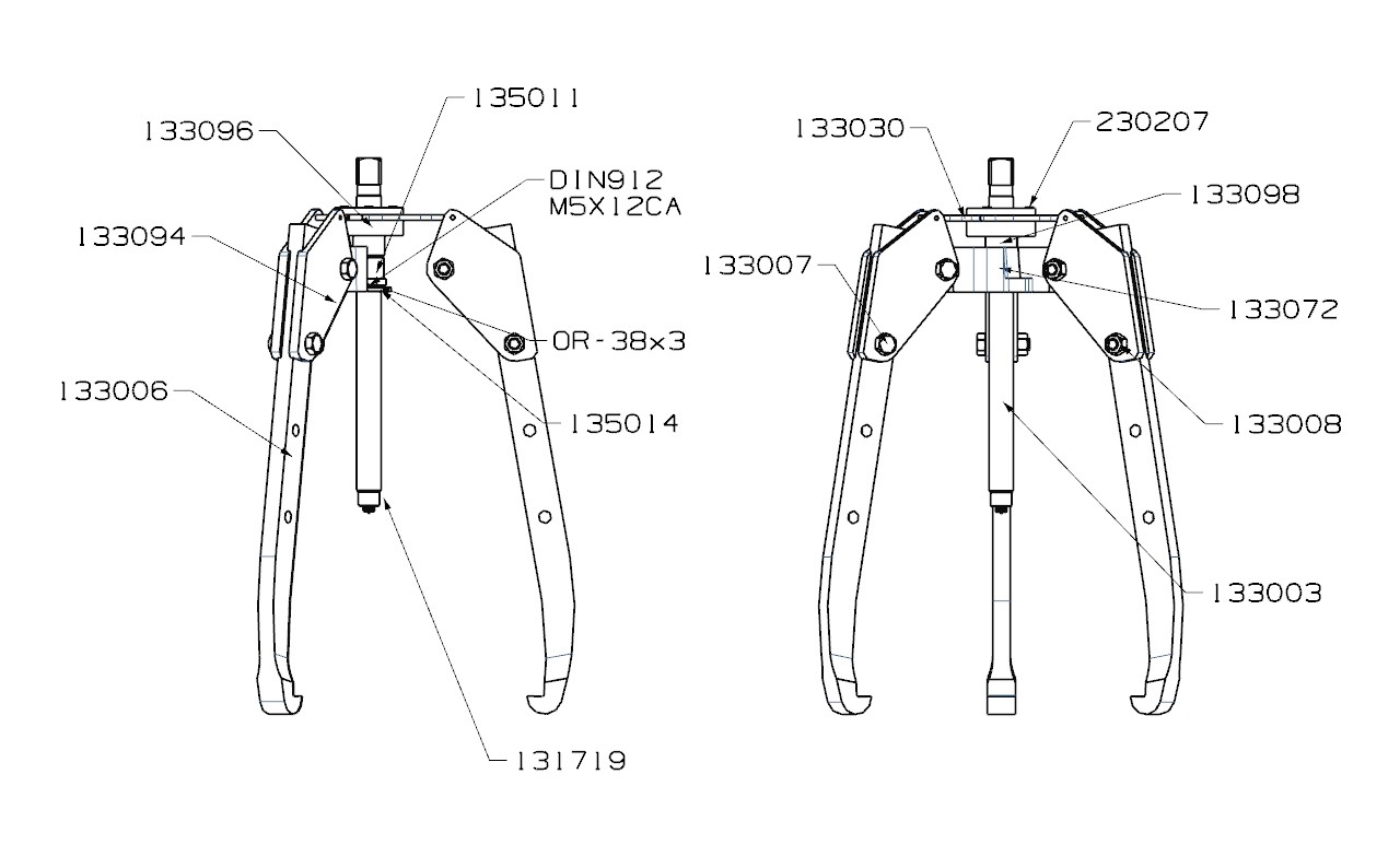 EXTRACTOR FORZA SERIE 1300ALT AUTOCENTRANTE DE 3 PATAS